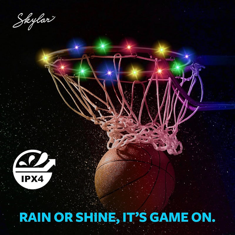 Skylar Basketball Hoop Outdoor Rim LED Lights, Remote Control Activation, Play Night Basket Ball, 9 Bright Colors and 9 Modes, Waterproof LED Light, Basketball Rim Light, Gifts for Kids, Outdoor Patio Decor - Image 2
